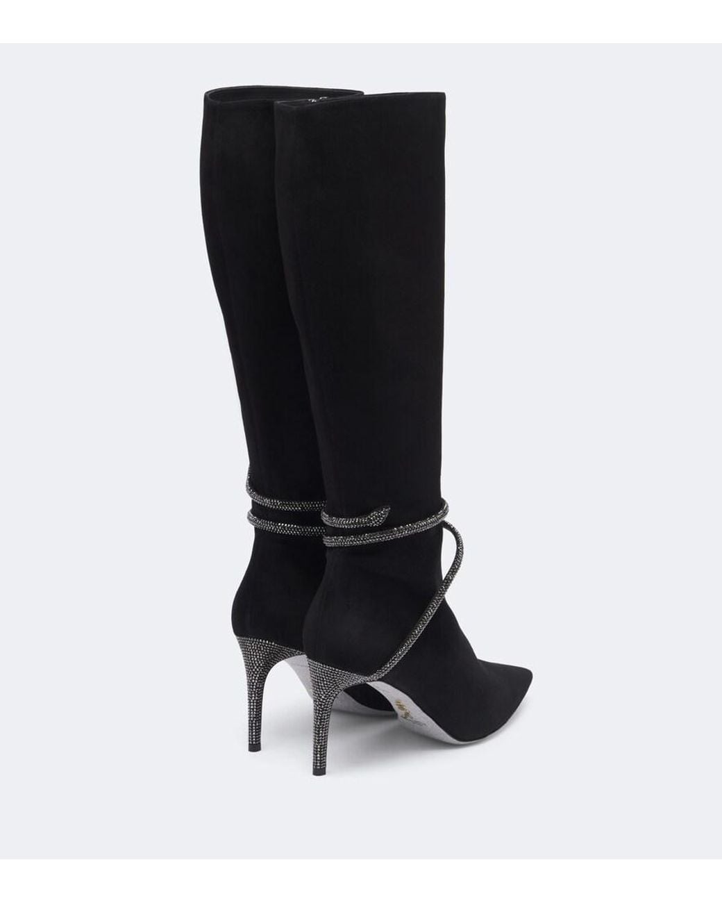 Rene Caovilla Black Cleo Embellished Suede Knee-High Boots