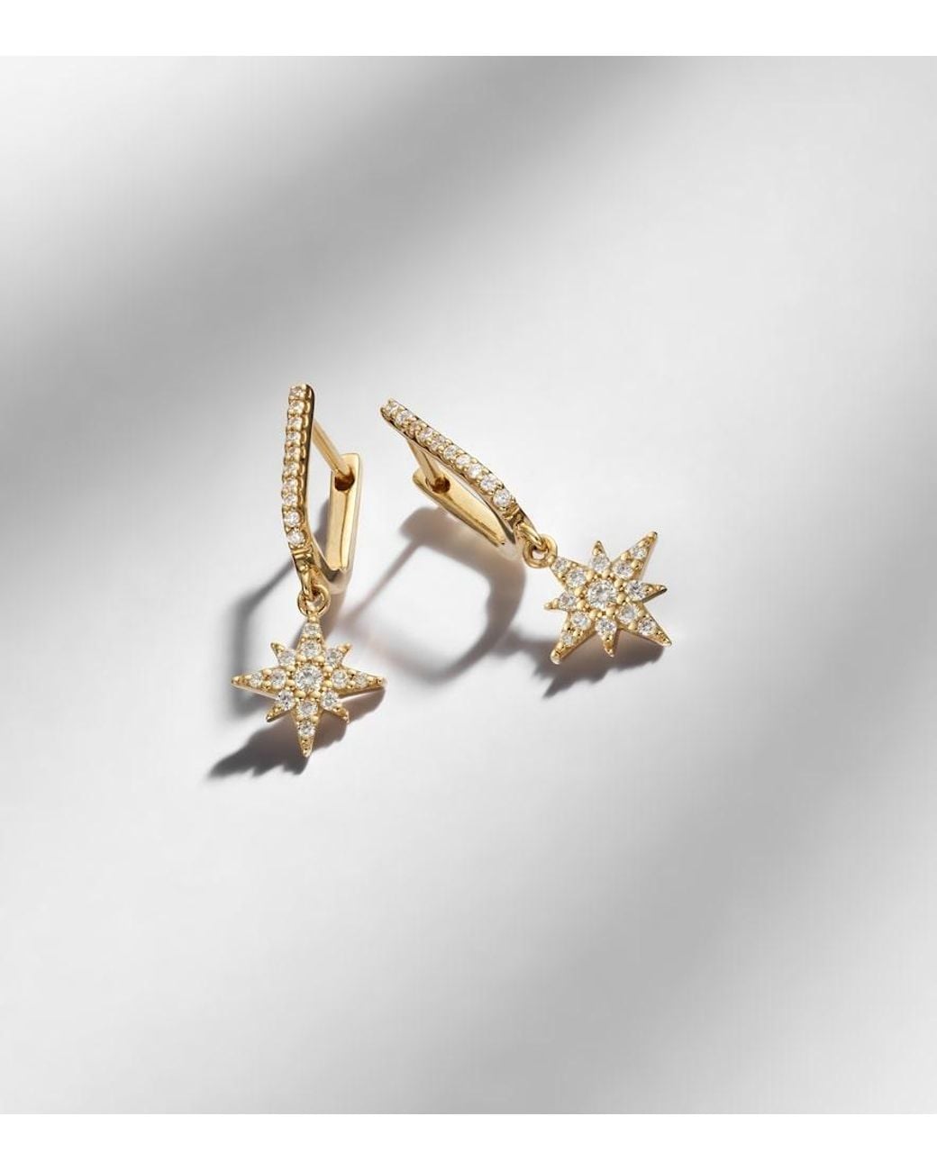 STONE AND STRAND White Northern Star 14Kt Drop Earrings With Diamonds