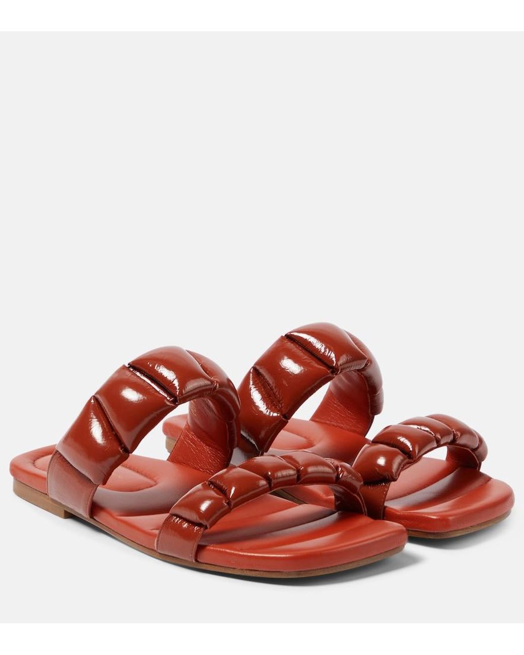 Dries Van Noten Red Leather Slides