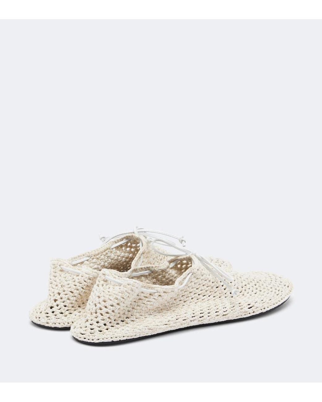 Christen White Mandala Crochet Leather-Trimmed Flats