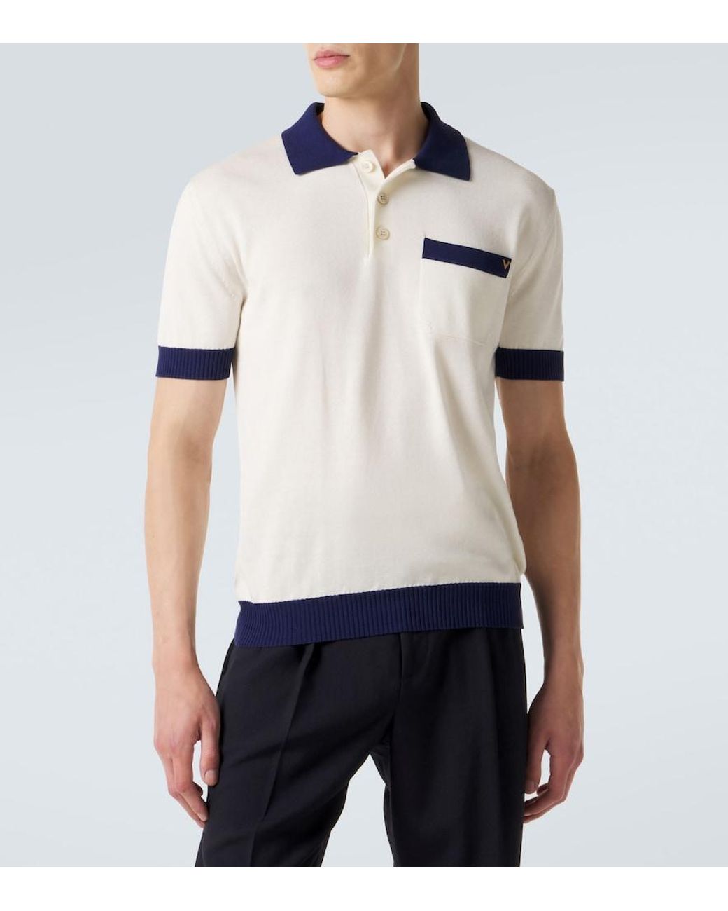 Valentino Garavani White Vgold Cotton Polo Shirt for men