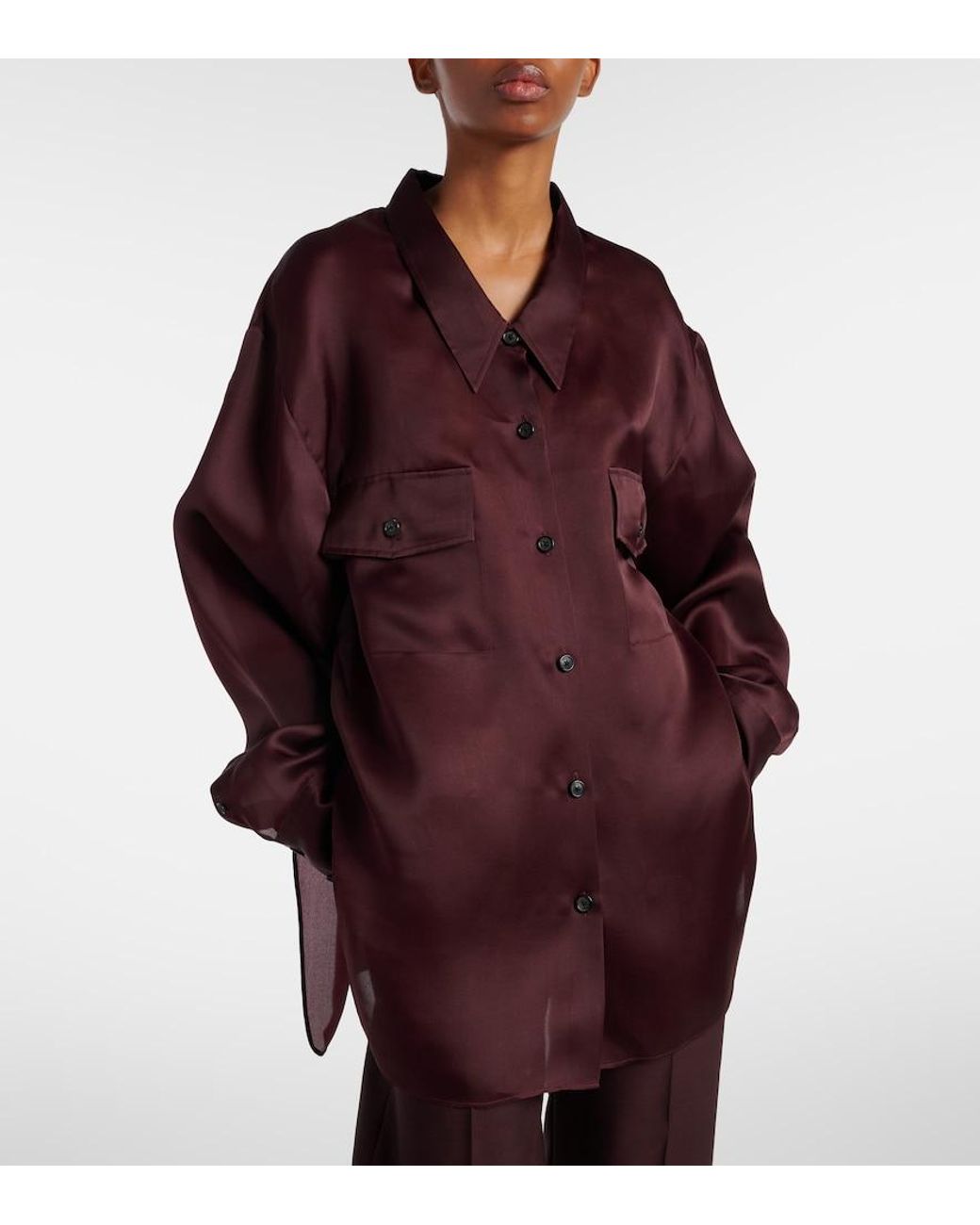 Khaite Purple Matteo Silk Shirt