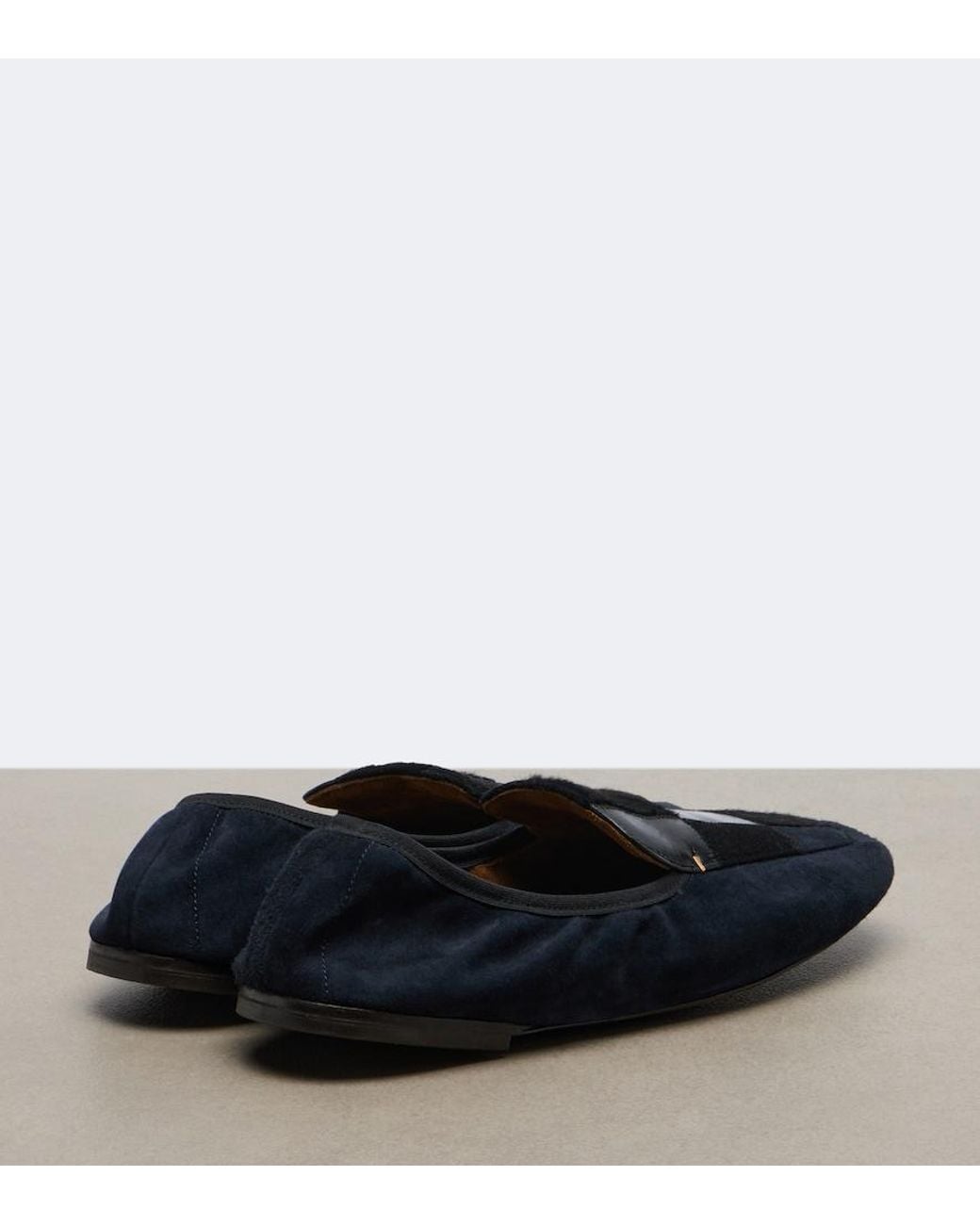 Khaite Blue Zoe Patchwork Suede And Leather Slip-On Shoes