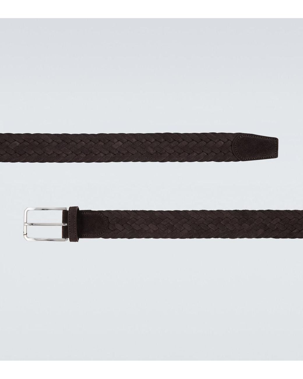 Canali Black Braided Suede Belt for men