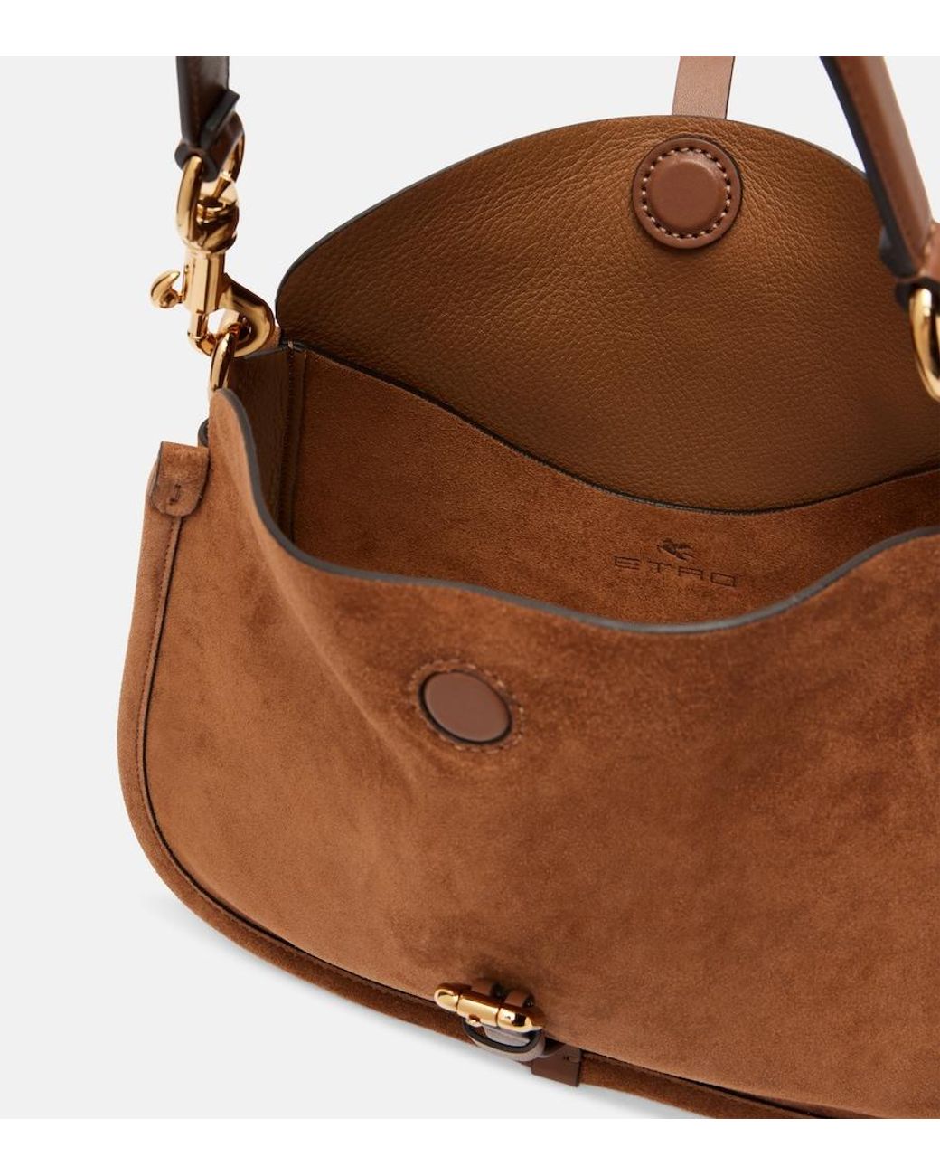 Etro Brown Small Suede Shoulder Bag