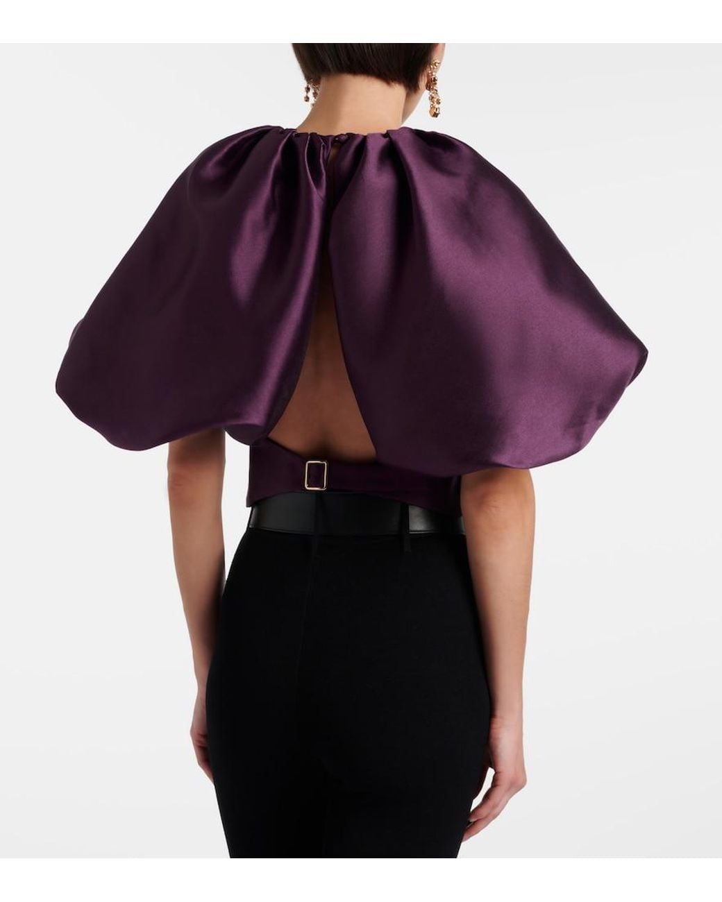 Self-Portrait Purple Taffeta Top