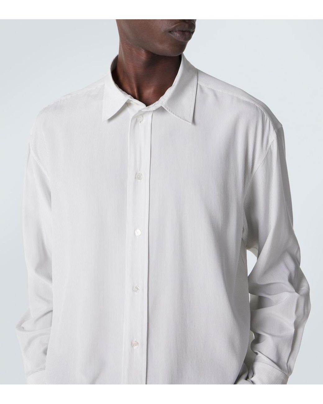 The Row White Granada Pinstripe Silk Poplin Shirt for men