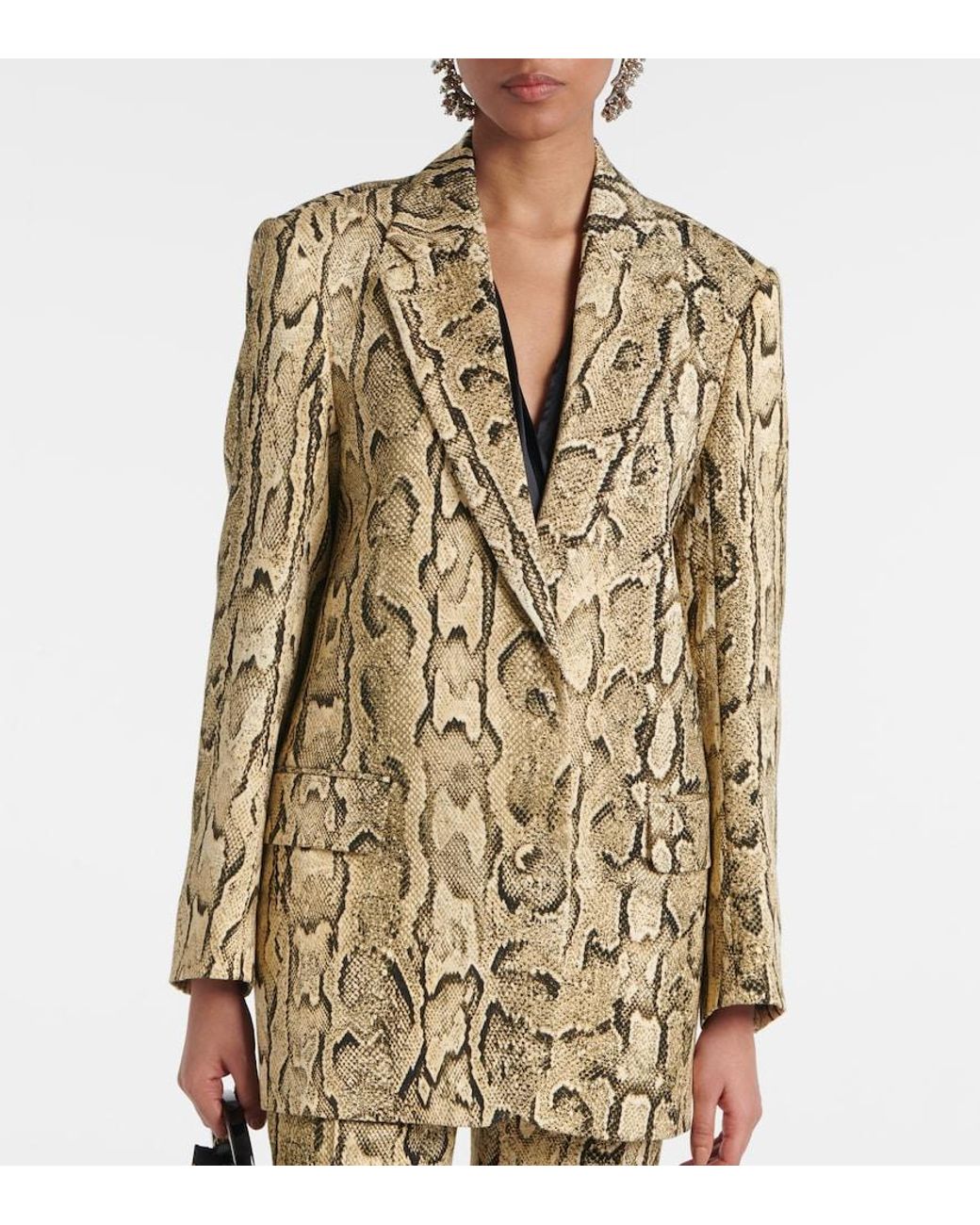 Dries Van Noten Natural Snake-Effect Jacquard Blazer
