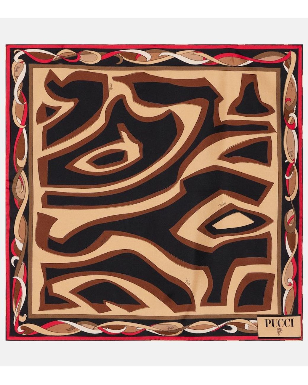Emilio Pucci Metallic Labirinto Silk Twill Scarf