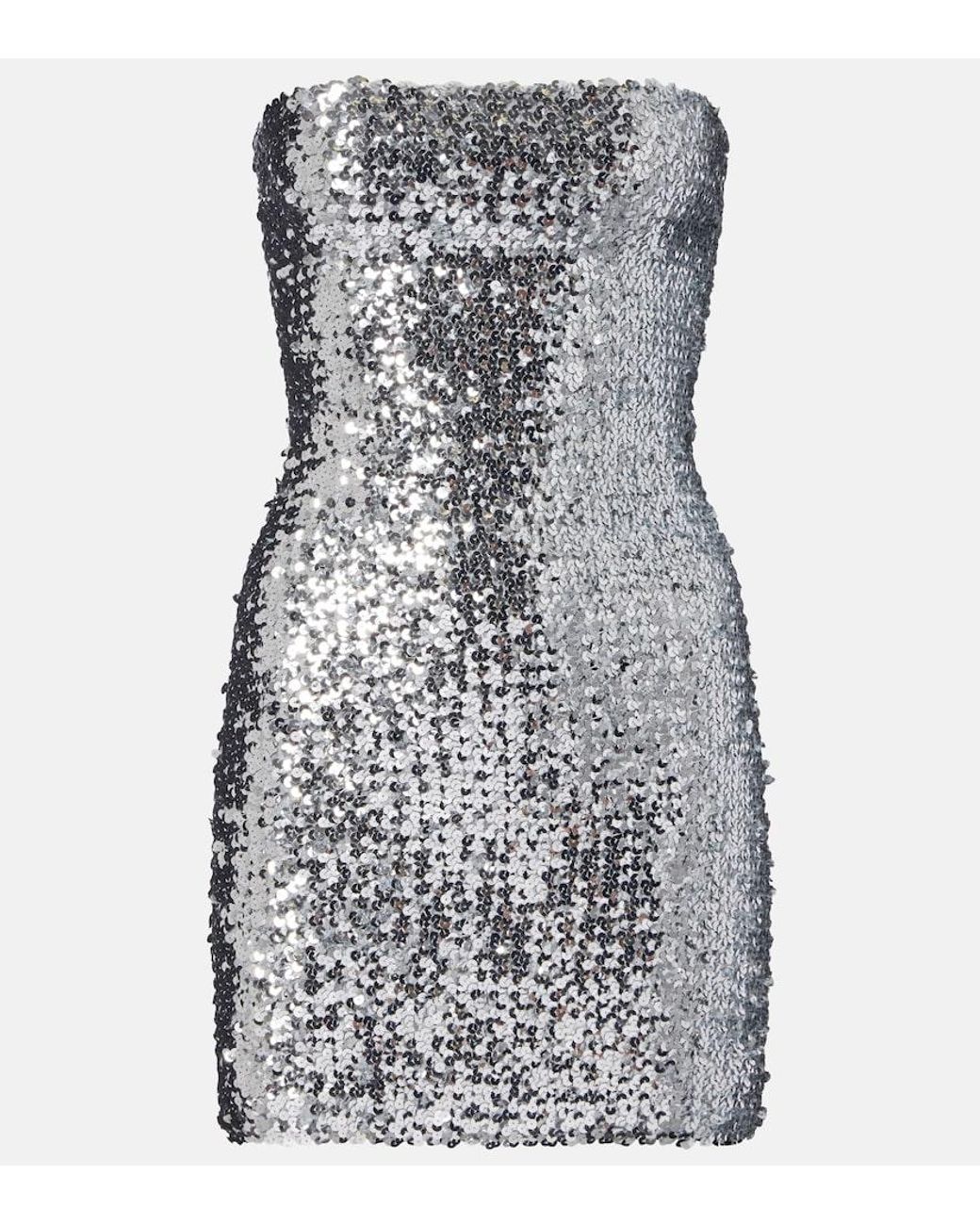 Gucci Black Sequined Strapless Minidress