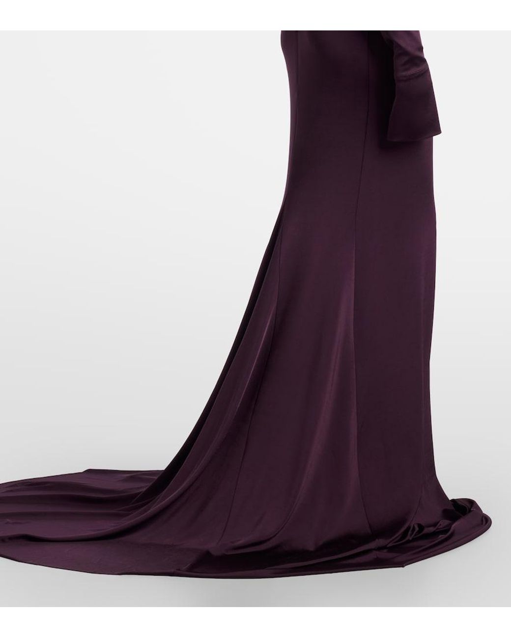 Victoria Beckham Purple Open-Back Gown