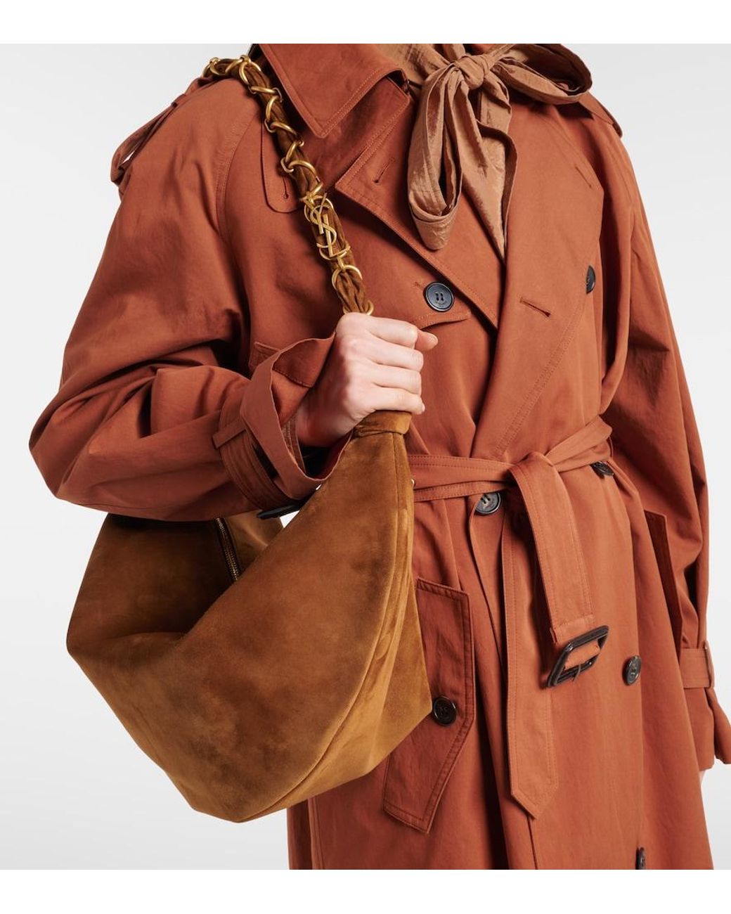 Saint Laurent Brown Amalia Suede Shoulder Bag