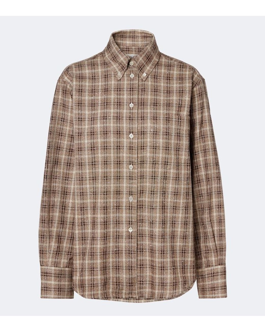 Rohe Brown Checked Boucle Cotton And Silk-Blend Overshirt