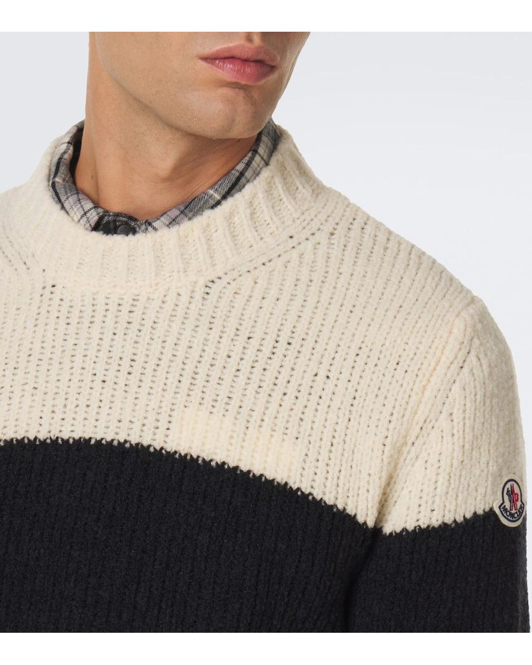 Moncler Black Striped Wool-Blend Sweater for men