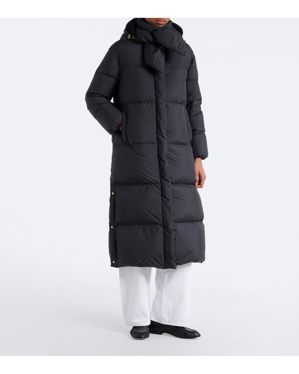 Moncler Black Ornement Tie-Neck Down Coat