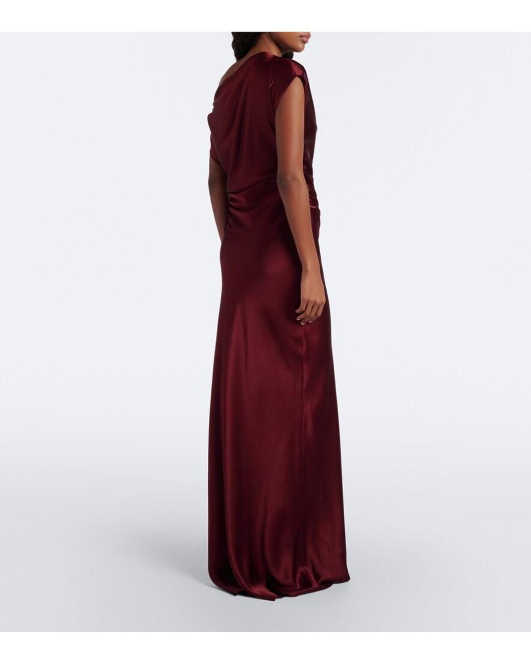The Sei Red Draped Silk Satin Gown