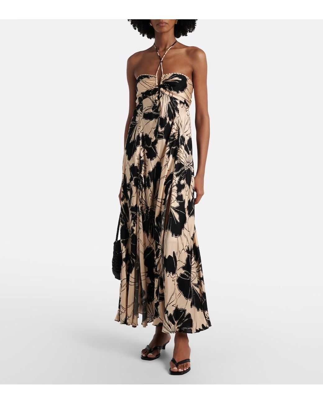 Poupette White Carla Floral Halterneck Maxi Dress