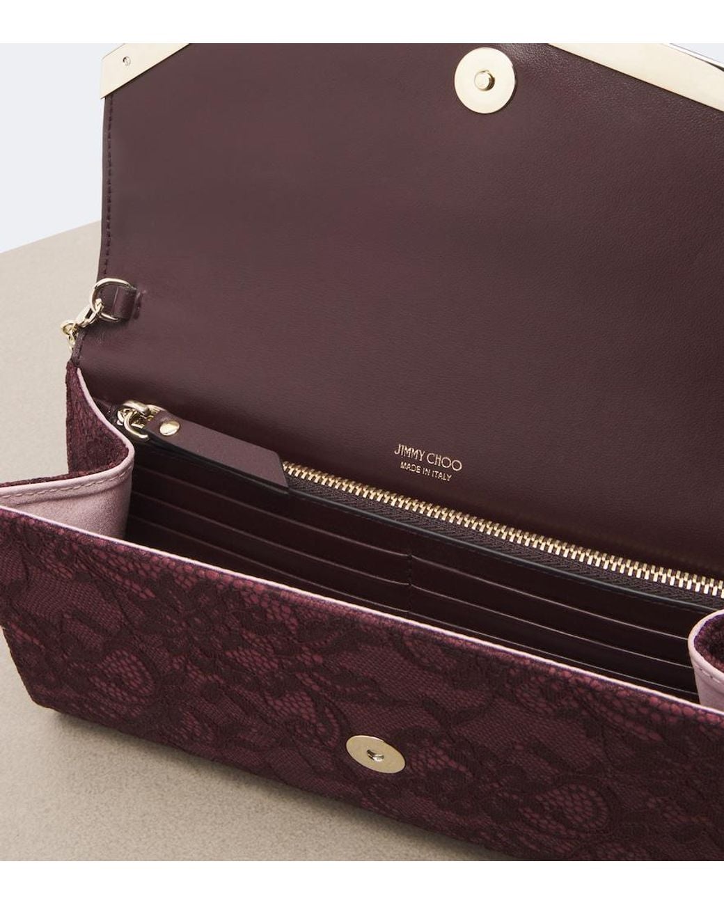 Jimmy Choo Purple Emmie Lace Clutch
