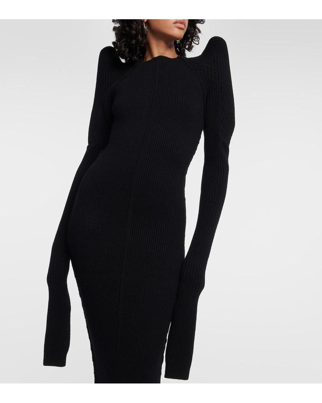 Rick Owens Blue Cashmere And Wool Gown