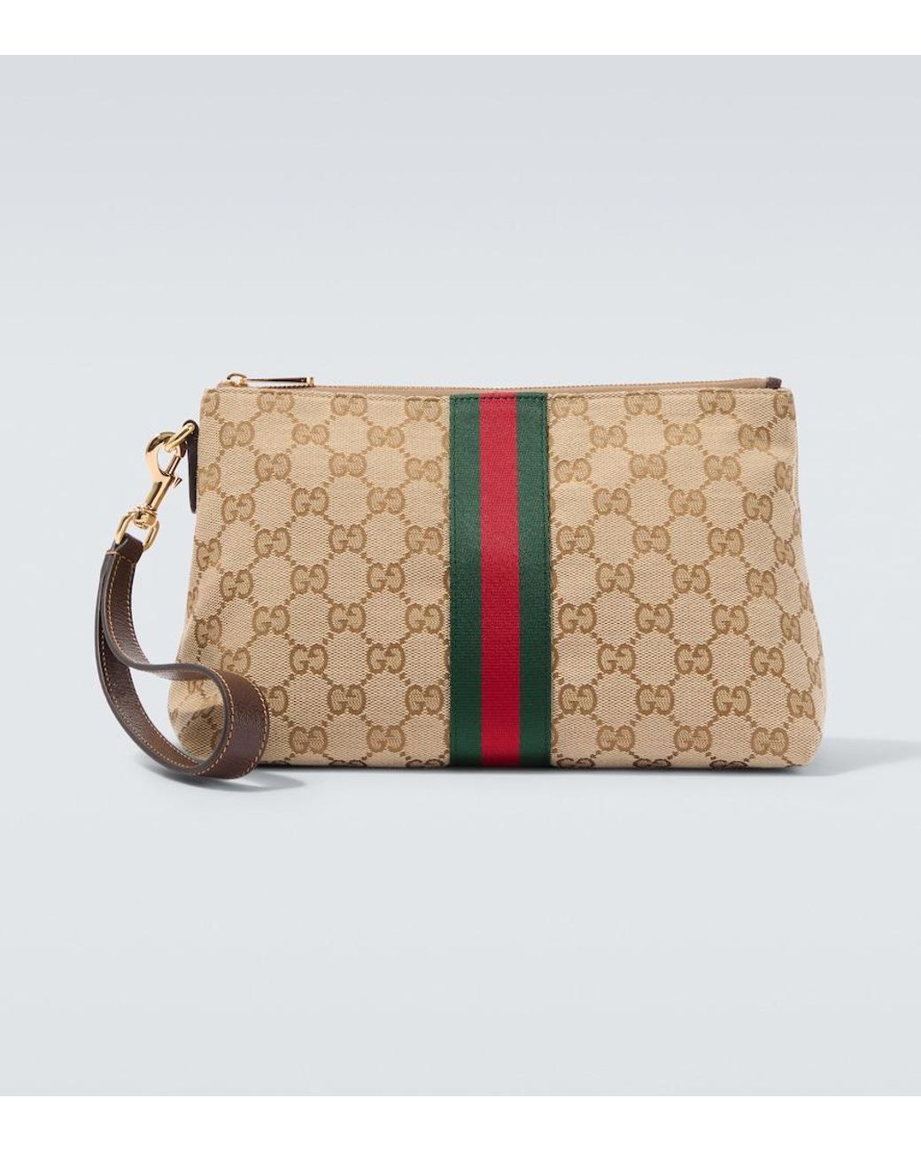 Gucci Natural Gg Canvas Small Pouch With Strap for men