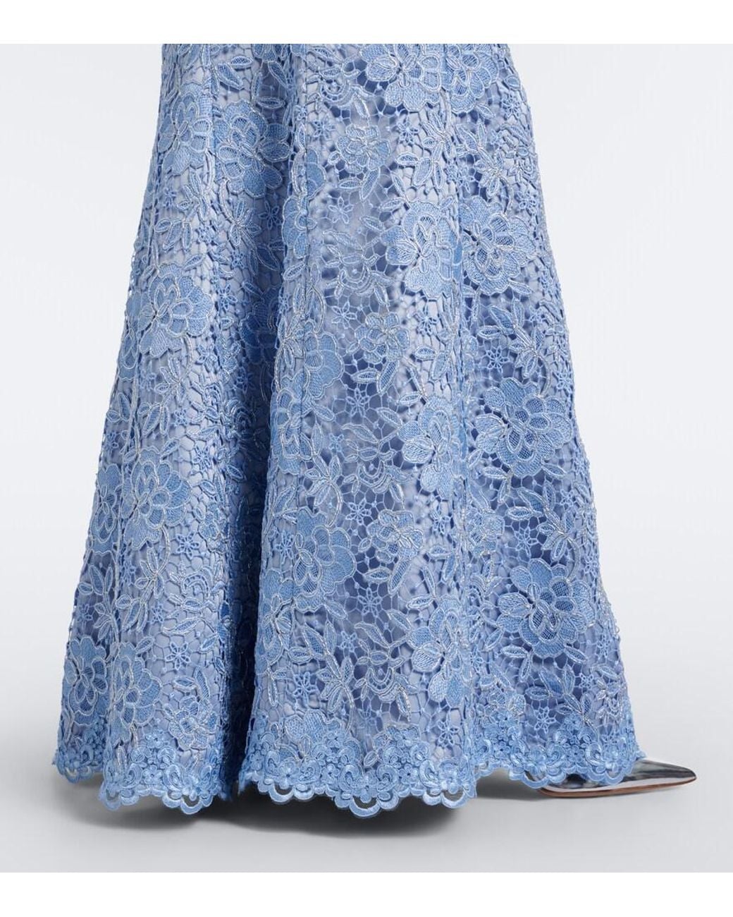 Rebecca Vallance Blue Nottingham Guipure Lace Gown