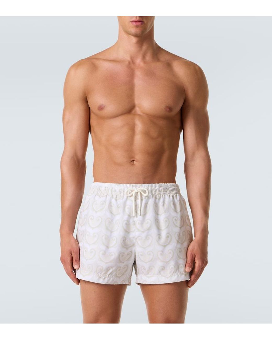 Commas White Printed Swim Trunks for men