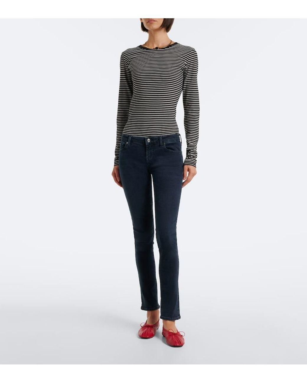 7 For All Mankind Blue Inkstone Low-Rise Skinny Jeans