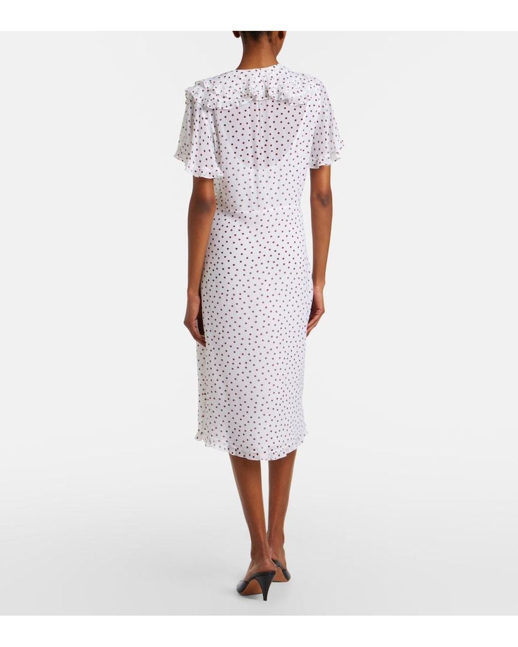 Dorothee Schumacher White Dancing Dots Polka-Dot Georgette Midi Dress
