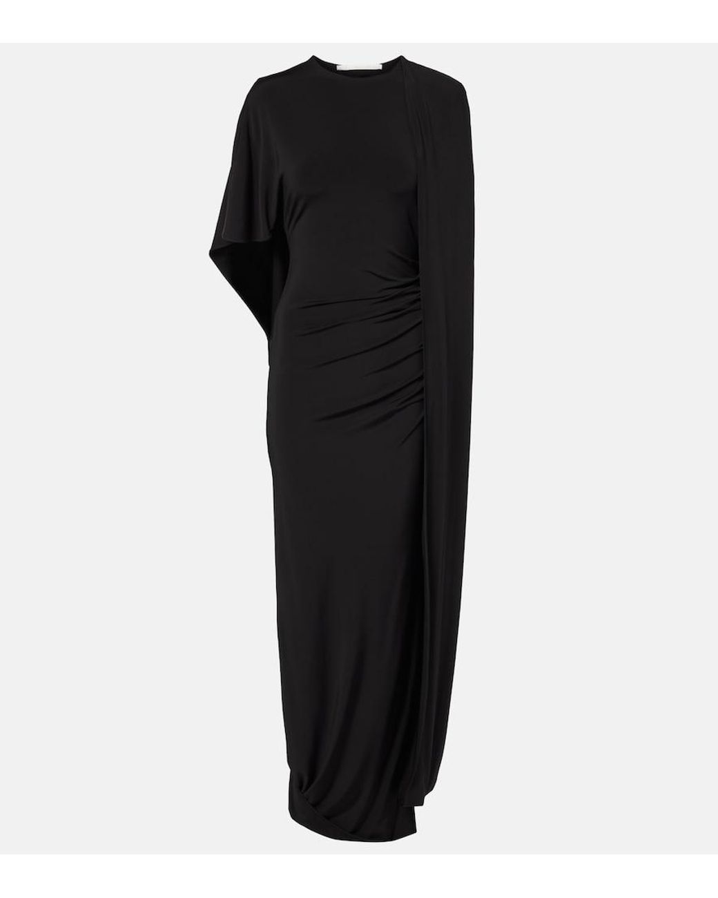 Stella McCartney Black Caped Ruched Gown