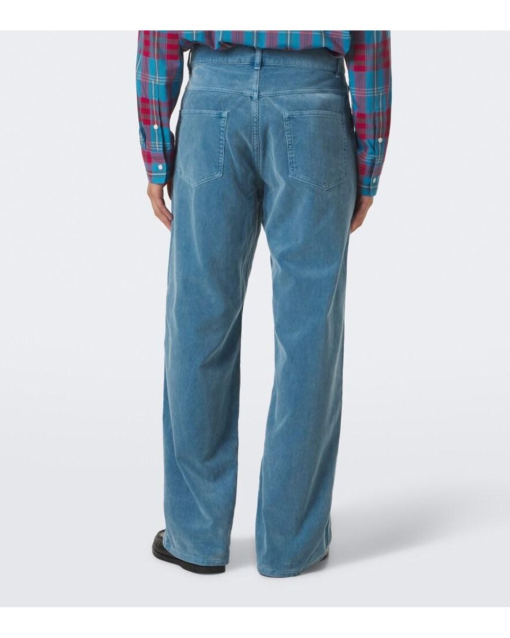 Auralee Blue Cotton Corduroy Wide-Leg Pants for men
