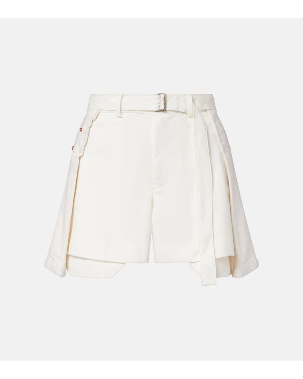Sacai Natural Paneled Denim Shorts