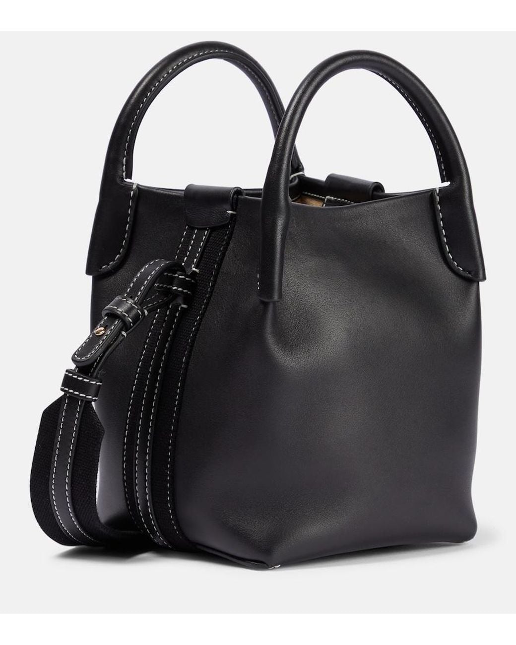 Loro Piana Black Bale Small Leather Bucket Bag