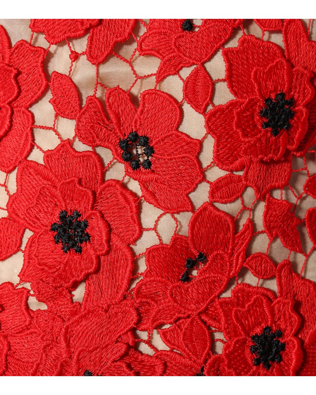 Oscar de la Renta Floral Guipure Lace Dress in Red | Lyst