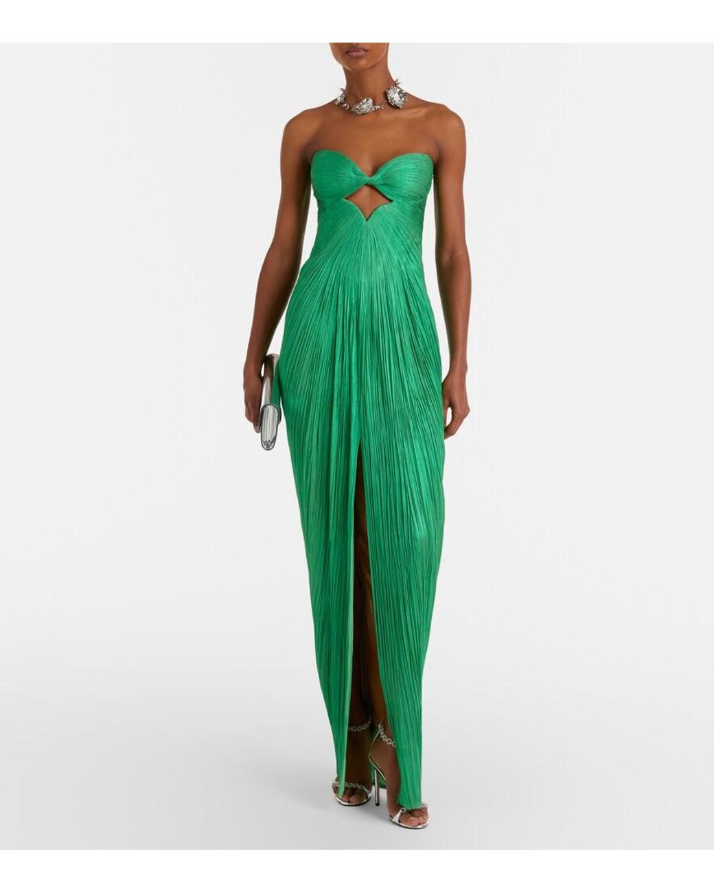 Maria Lucia Hohan Green Stephanie Silk Tulle Corset Gown