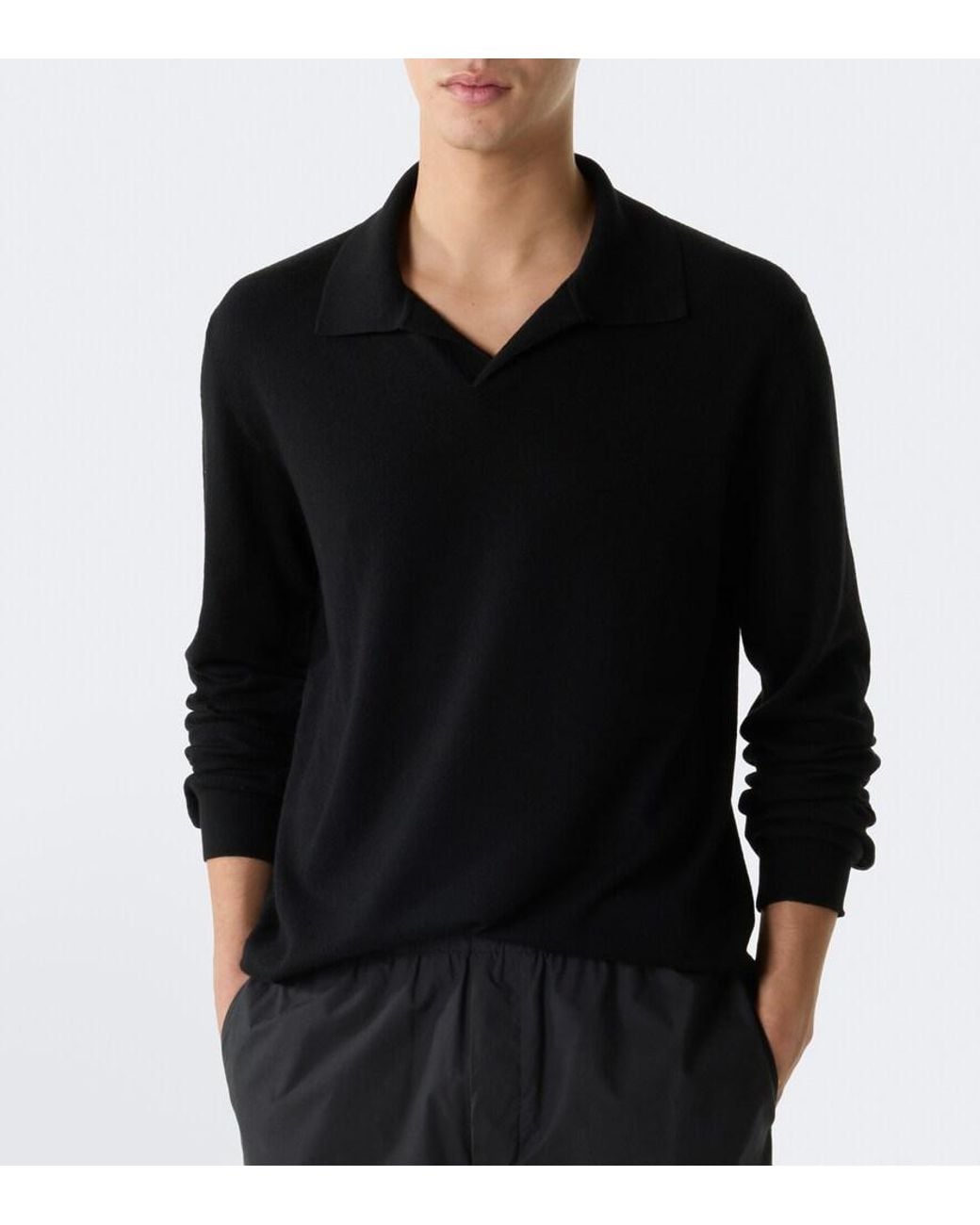 The Row Black Hilford Cashmere Polo Sweater for men