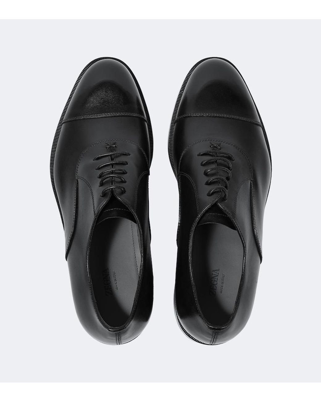 Zegna Black Oxford Leather Shoes for men
