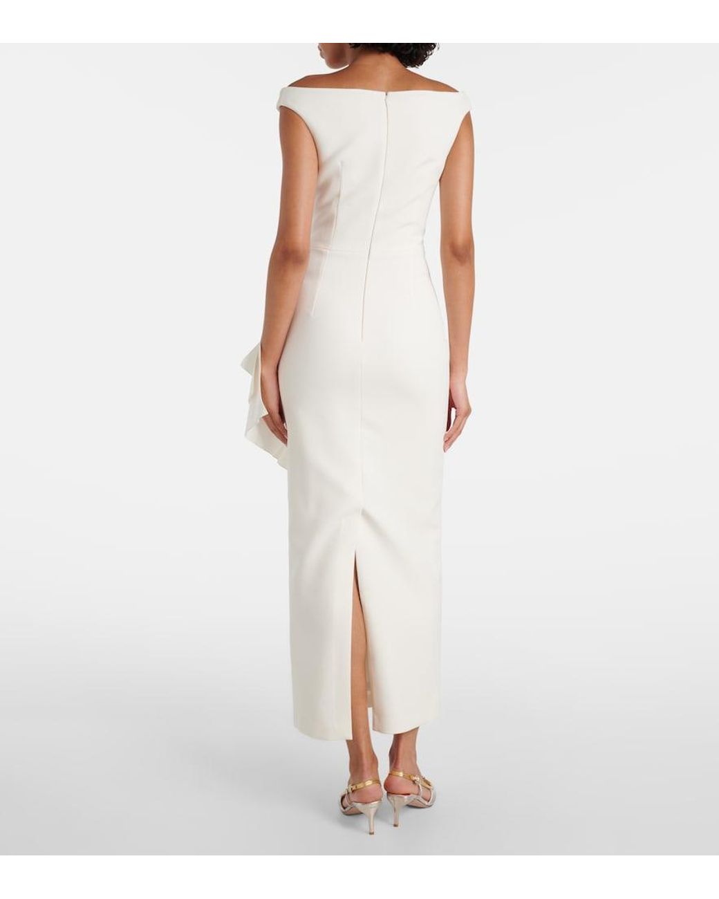 Safiyaa White Bree Draped Midi Dress