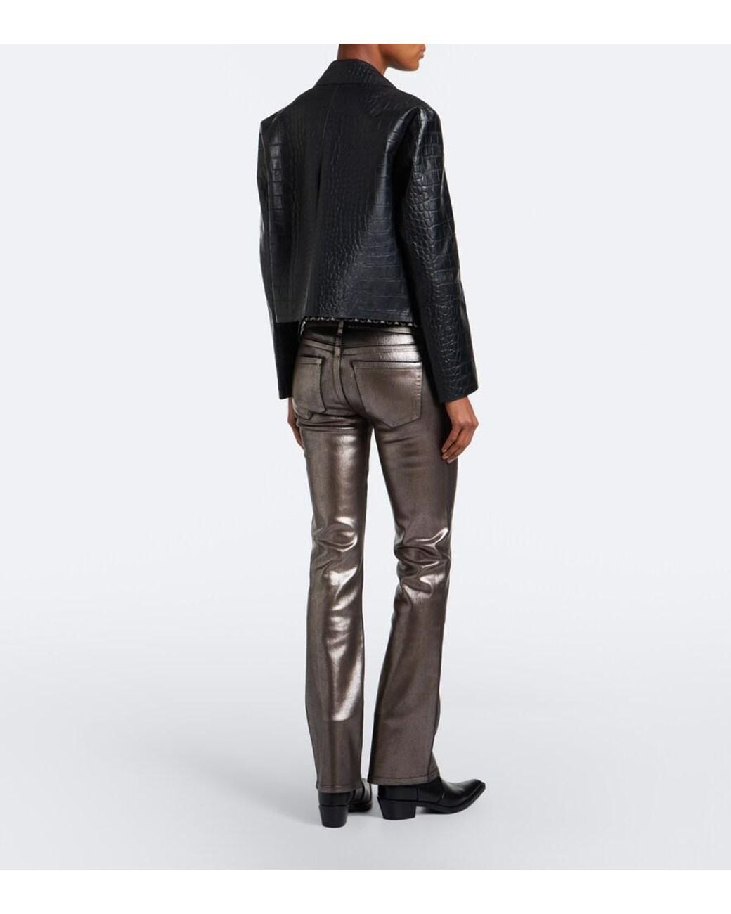 FRAME Gray Rodeo Coated Flared Jeans