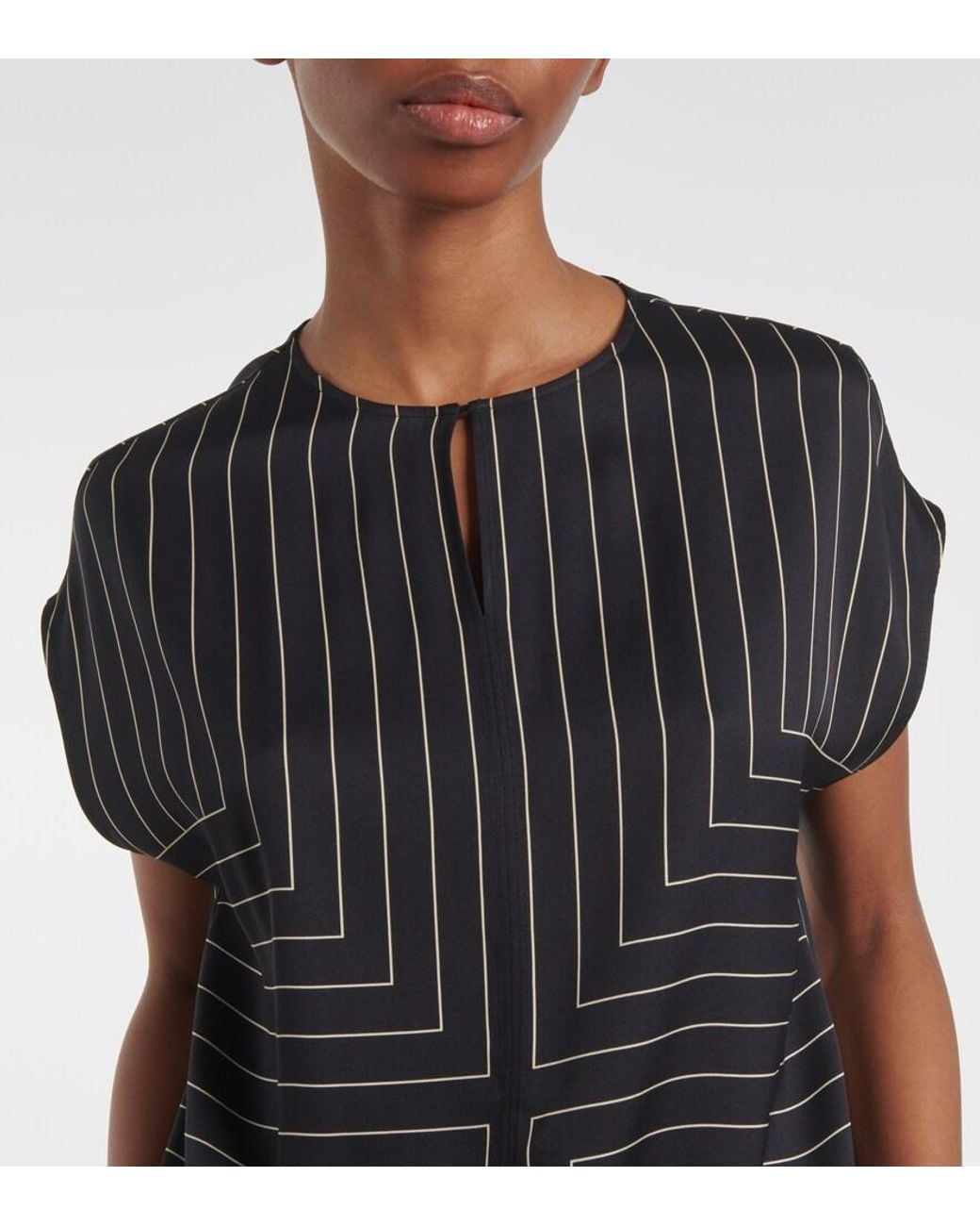 Joseph Black Louison Striped Silk-Blend Top