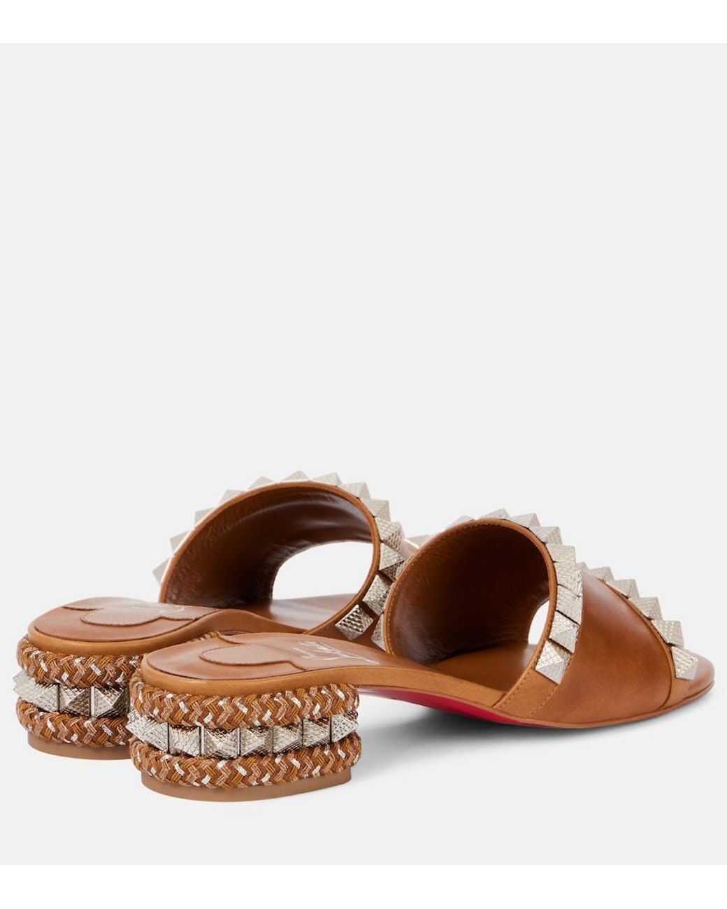 Christian Louboutin Brown Pyramule 30 Spiked Leather Mules