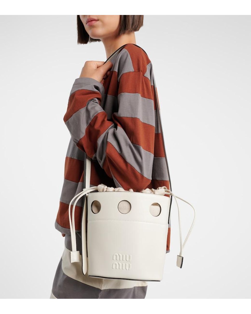 Miu Miu White Leather Bucket Bag