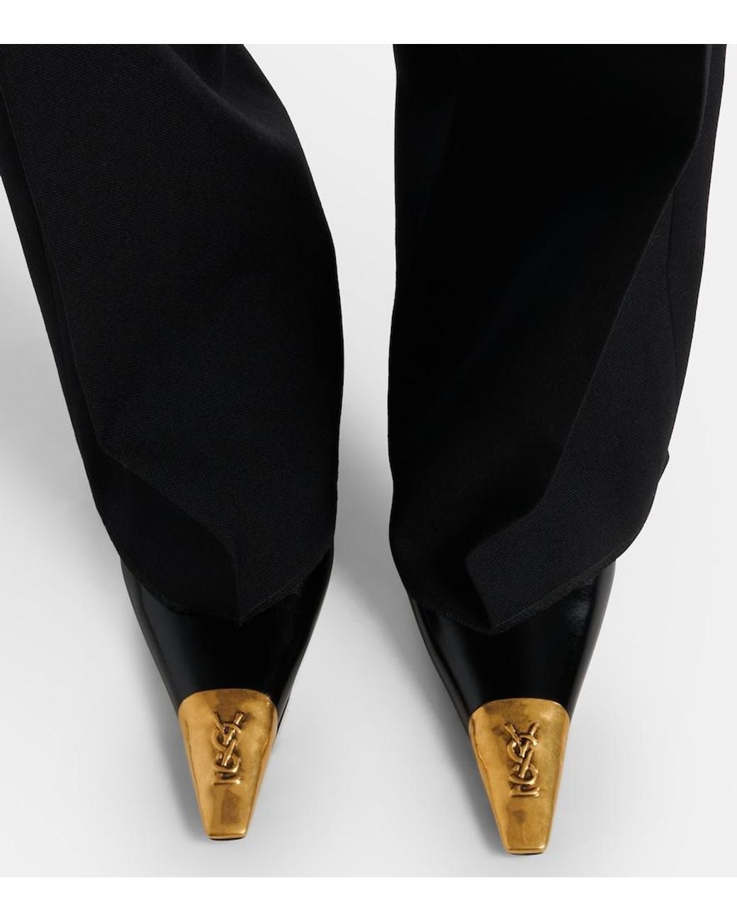 Saint Laurent Black Jeanne 75 Leather Slingback Pumps