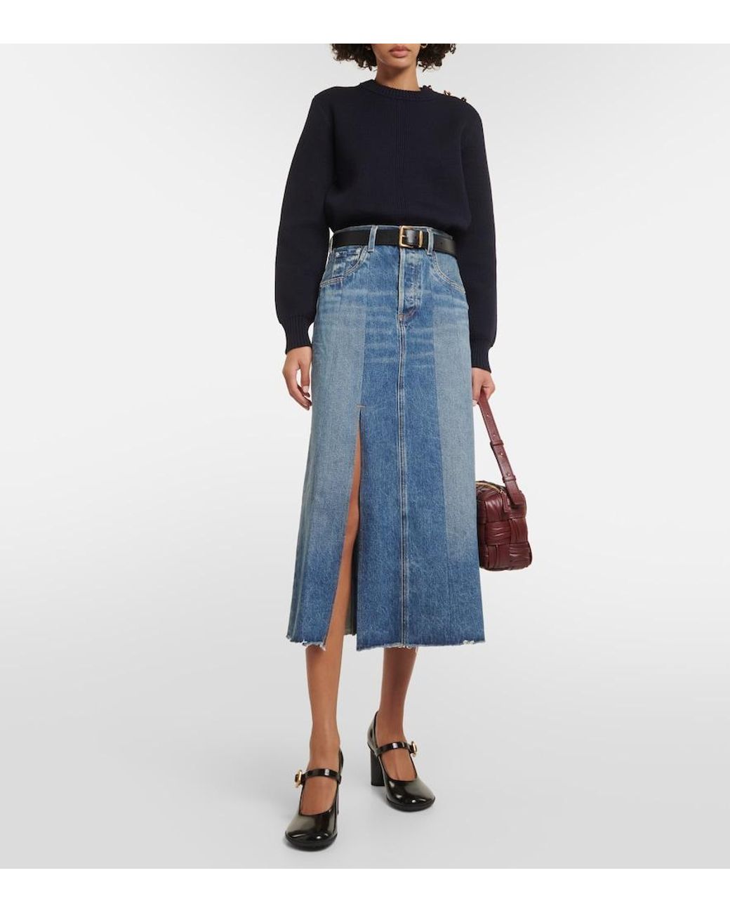 Citizens of Humanity Blue Raian Denim Midi Skirt