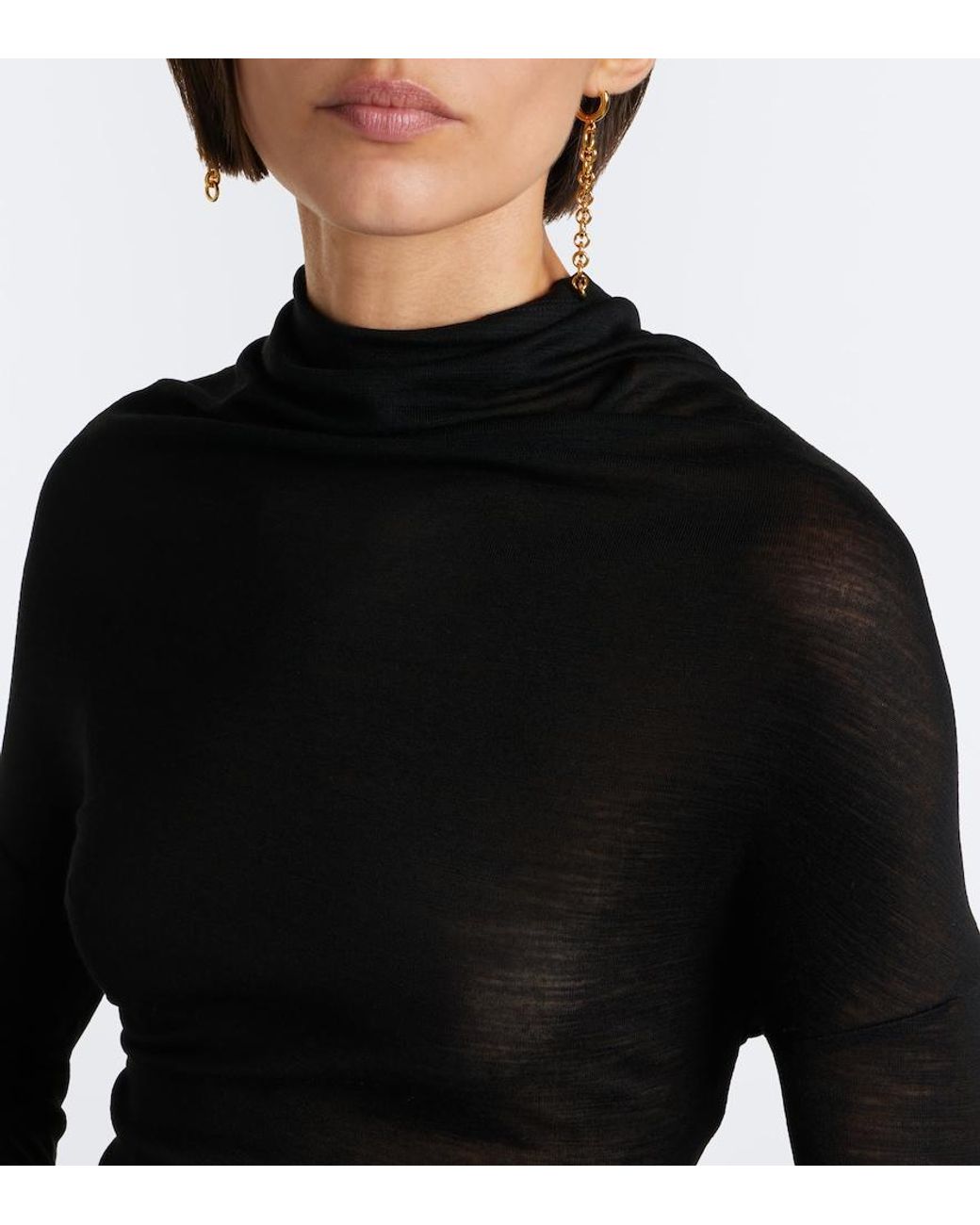 Victoria Beckham Black Draped Jersey Top