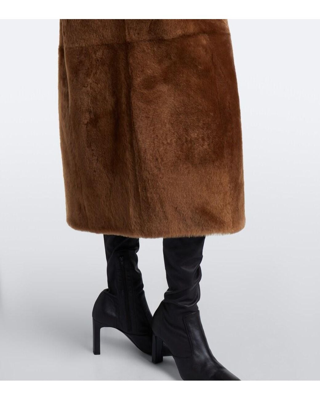 Yves Salomon Brown Reversible Shearling And Leather Coat
