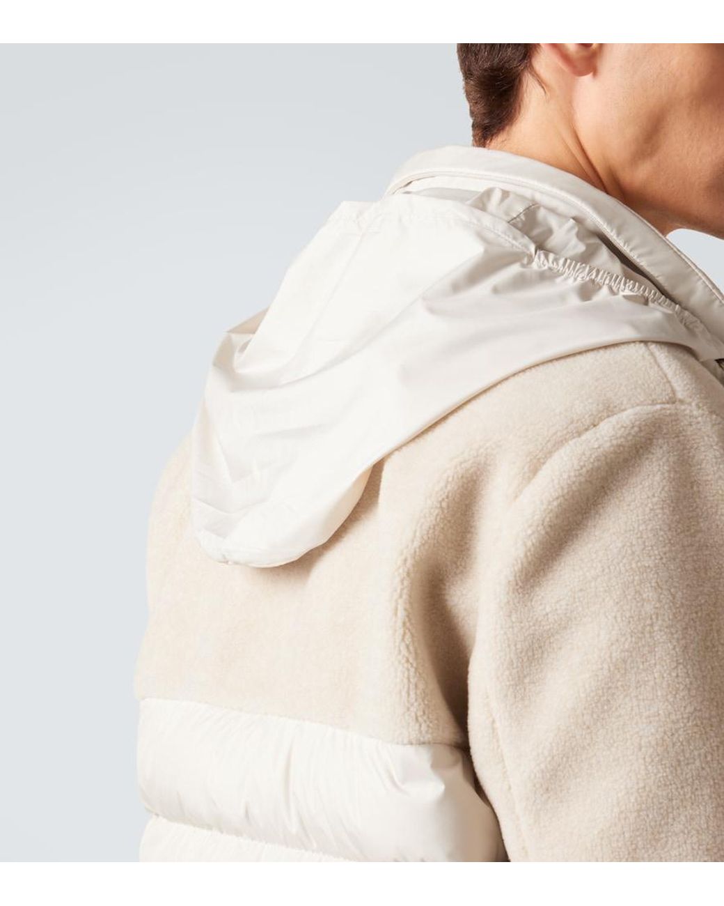 Moncler White Mistral Fleece-Paneled Down Jacket for men