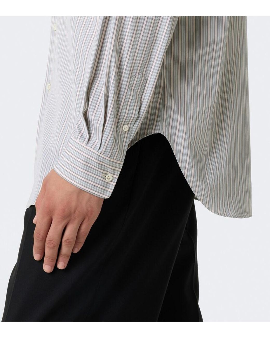 The Row Gray Uday Striped Cotton Poplin Shirt for men