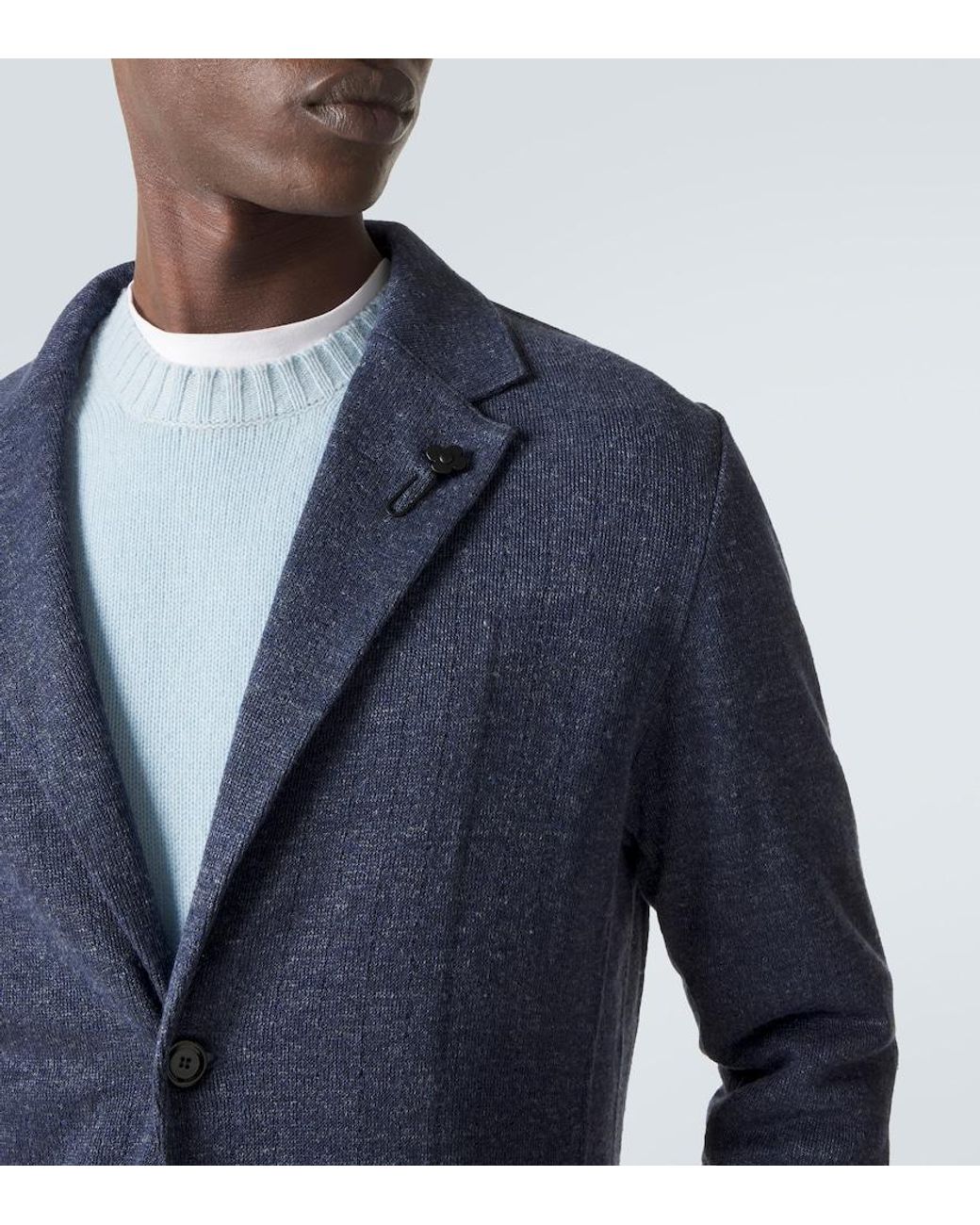 Lardini Blue Linen And Silk Blazer for men