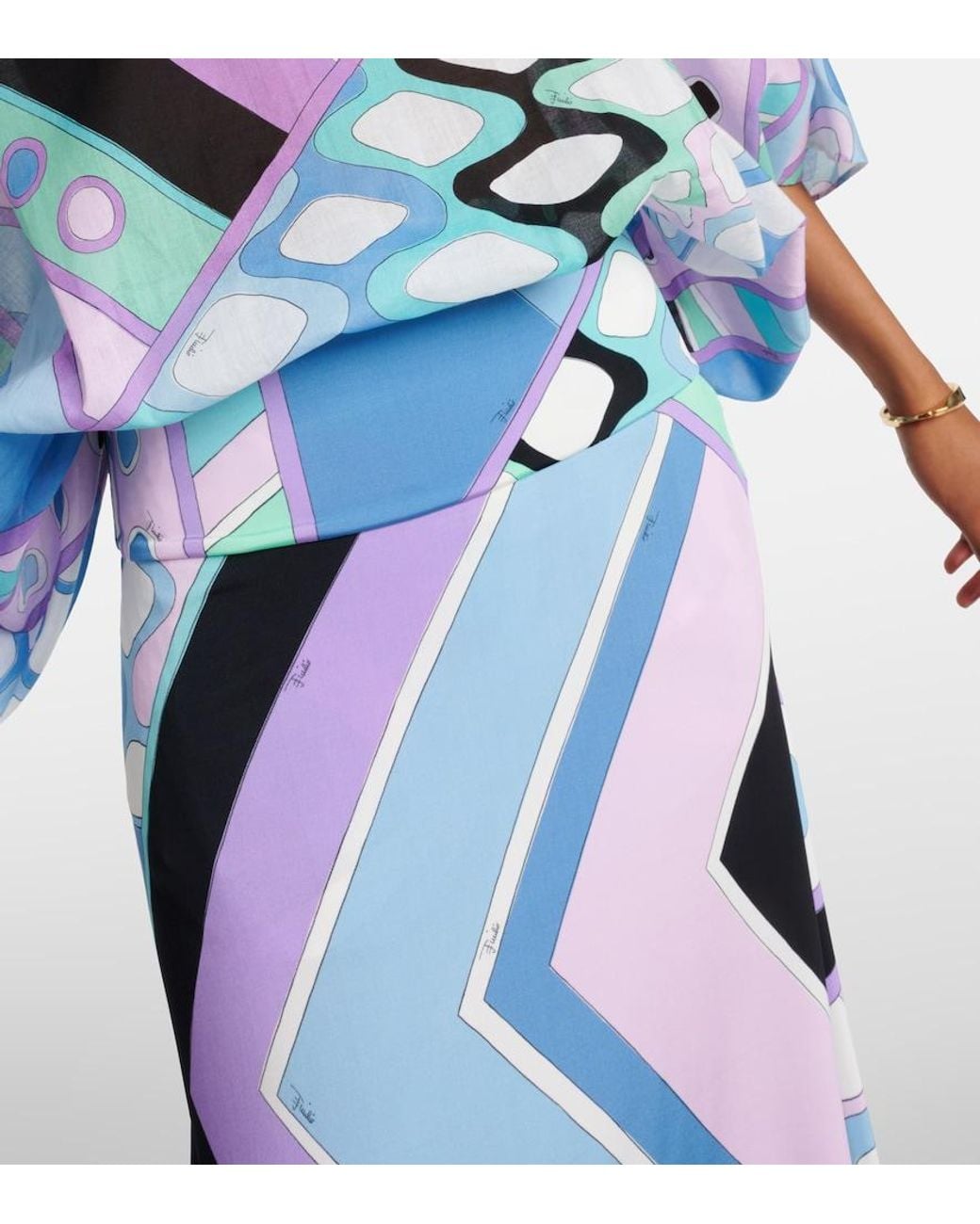 Emilio Pucci Blue Vivara Satin Jersey Maxi Skirt