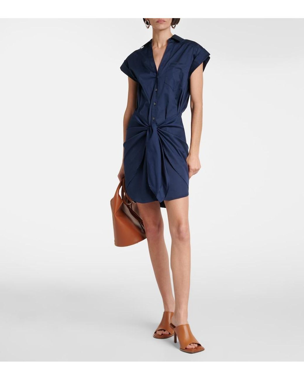 Veronica Beard Blue Aimee Cotton-Blend Shirt Dress
